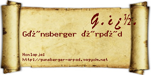 Günsberger Árpád névjegykártya